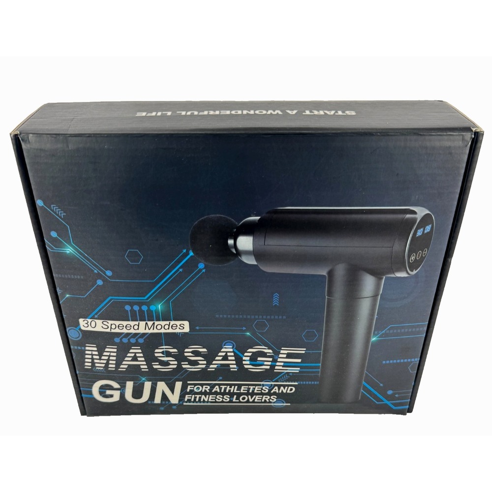 Deep Tissue Massage‎ Gun 30 Speed LCD Percussion Massager w Attachments Case